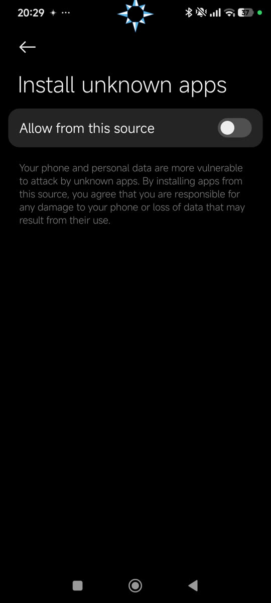 Install blocked, then the Allow from this source switch