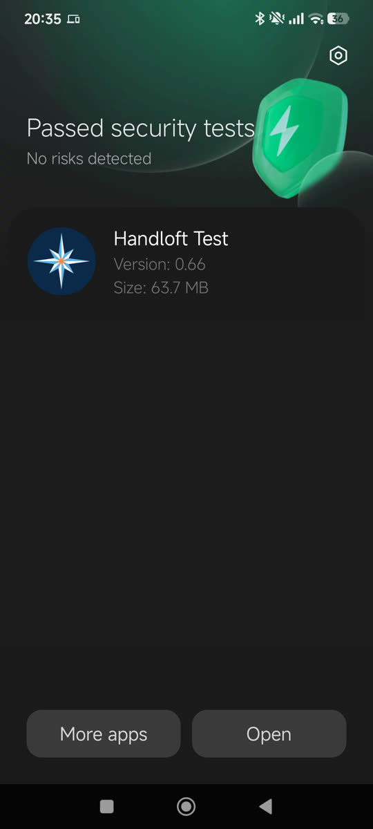Installed, with Open